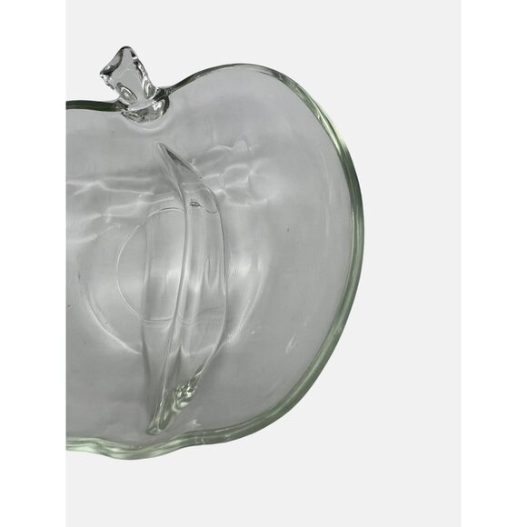 Apple Shaped Clear Glass Divided Snack Dish 6.5" x 6" Nuts Candy - Picture 3 of 5